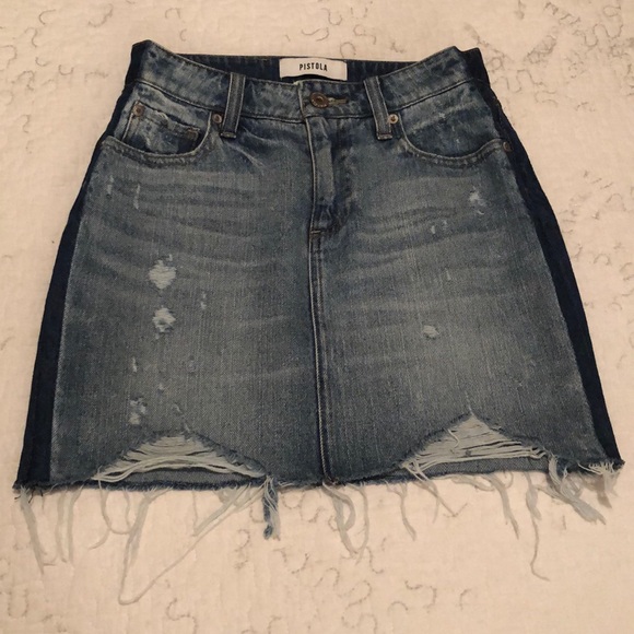 Pistola Sierra Side Stripe Distressed Denim Mini - Picture 4 of 8